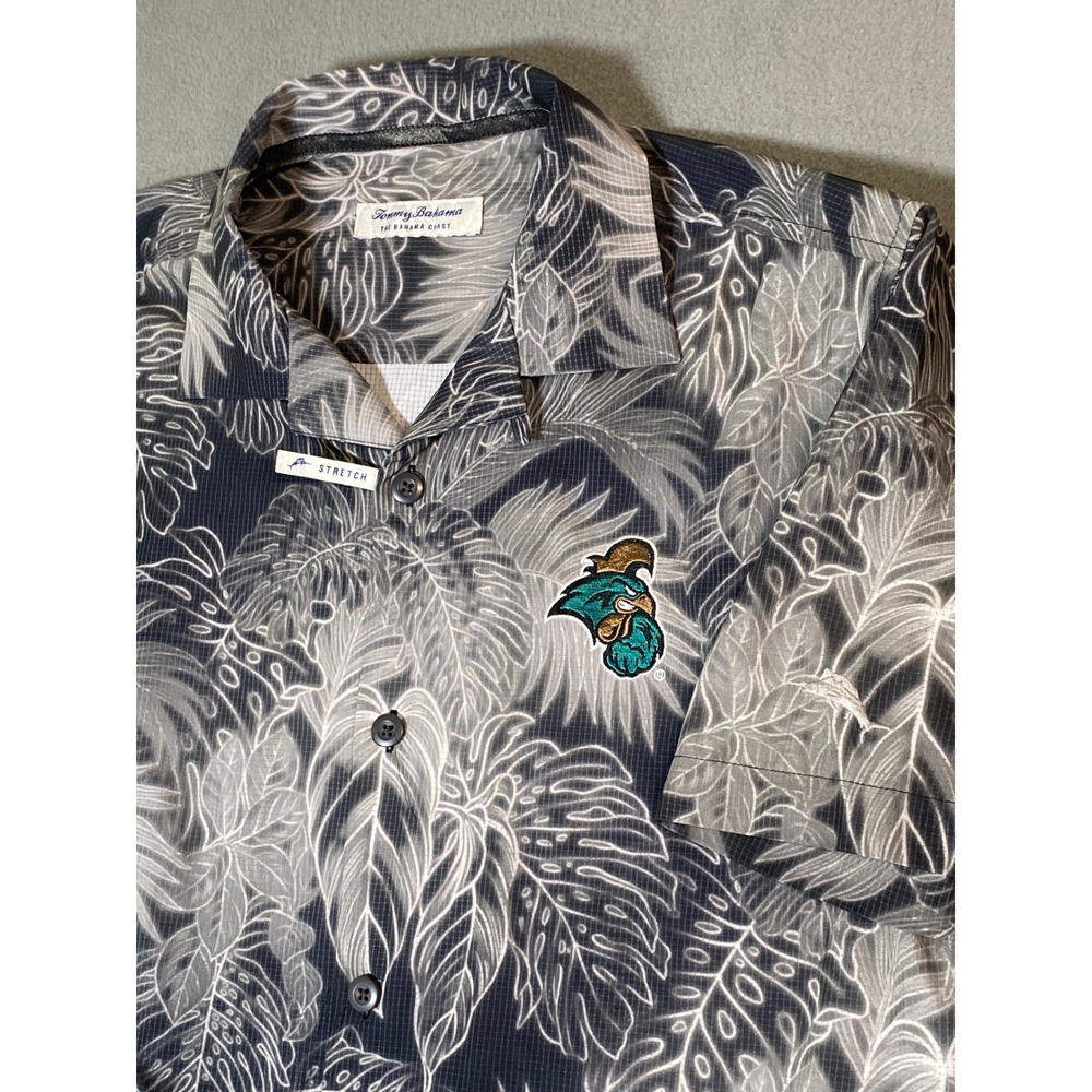 Tommy Bahama IslandZone CCU Chanticleers Tropical Shirt Mens Small Black/ Gray